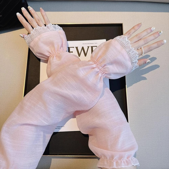 Дамски дантелени ръкави за слънцезащита, дълги, памучни (81-95% съдържание на памук), за шофиране и колоездене, лято 2024