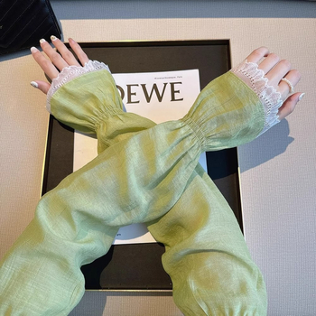 Дамски дантелени ръкави за слънцезащита, дълги, памучни (81-95% съдържание на памук), за шофиране и колоездене, лято 2024