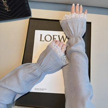 Дамски дантелени ръкави за слънцезащита, дълги, памучни (81-95% съдържание на памук), за шофиране и колоездене, лято 2024