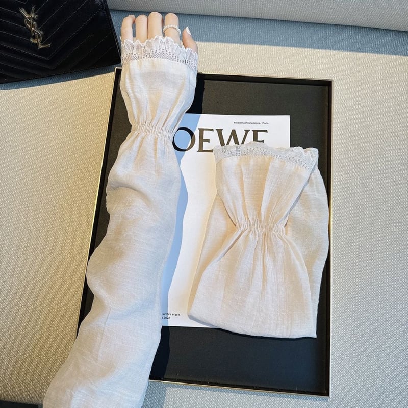 Дамски дантелени ръкави за слънцезащита, дълги, памучни (81-95% съдържание на памук), за шофиране и колоездене, лято 2024