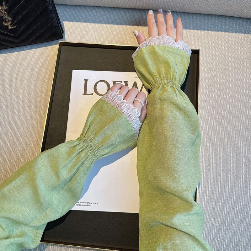 Дамски дантелени ръкави за слънцезащита, дълги, памучни (81-95% съдържание на памук), за шофиране и колоездене, лято 2024