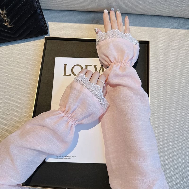 Дамски дантелени ръкави за слънцезащита, дълги, памучни (81-95% съдържание на памук), за шофиране и колоездене, лято 2024