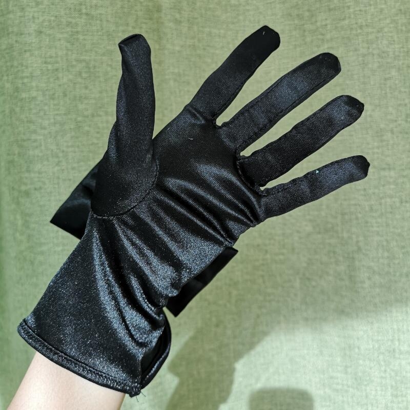 Γαλλικά βιντάζ σατέν κοντές γάντες σε στυλ Χέμπερν, γυναικείο αξεσουάρ για νυφική φωτογράφηση, προστασία από τον ήλιο