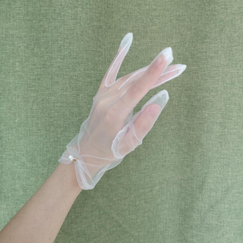 Γαλλικά βιντάζ σατέν κοντές γάντες σε στυλ Χέμπερν, γυναικείο αξεσουάρ για νυφική φωτογράφηση, προστασία από τον ήλιο