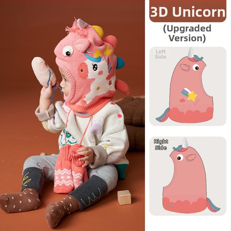 Kocotree Laste ühiselt kootud müts integreeritud dinosauruse salliga – talv, kupolita tipp, 4–6 aastat