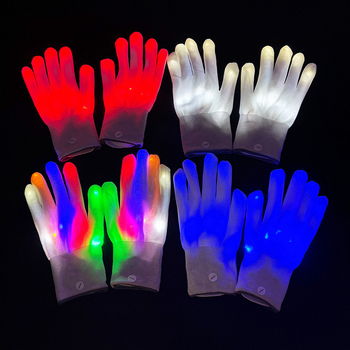 LED krāsainas gaismas cimdi no neilona rekvizītiem publikas atbalstam – Yuehui zīmols, logotipa drukāšana pieejama