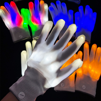 LED krāsainas gaismas cimdi no neilona rekvizītiem publikas atbalstam – Yuehui zīmols, logotipa drukāšana pieejama