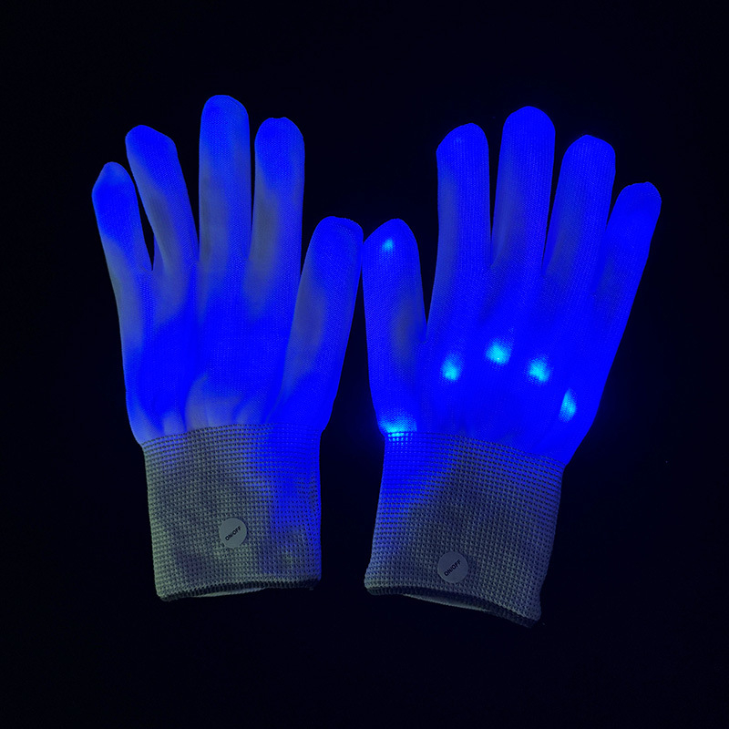 LED krāsainas gaismas cimdi no neilona rekvizītiem publikas atbalstam – Yuehui zīmols, logotipa drukāšana pieejama