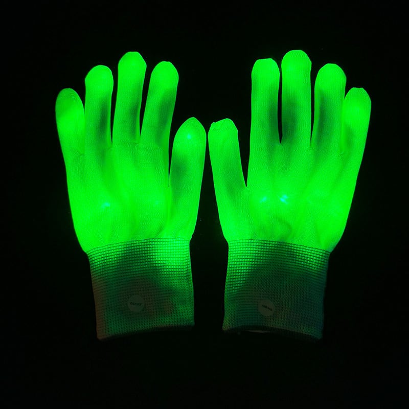 LED krāsainas gaismas cimdi no neilona rekvizītiem publikas atbalstam – Yuehui zīmols, logotipa drukāšana pieejama