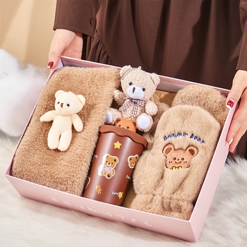 Σετ δώρου κασκόλ σε κουτί δώρου – φθινοπωρινό-χειμερινό, στυλ καρτούν, επιχειρηματικό δώρο