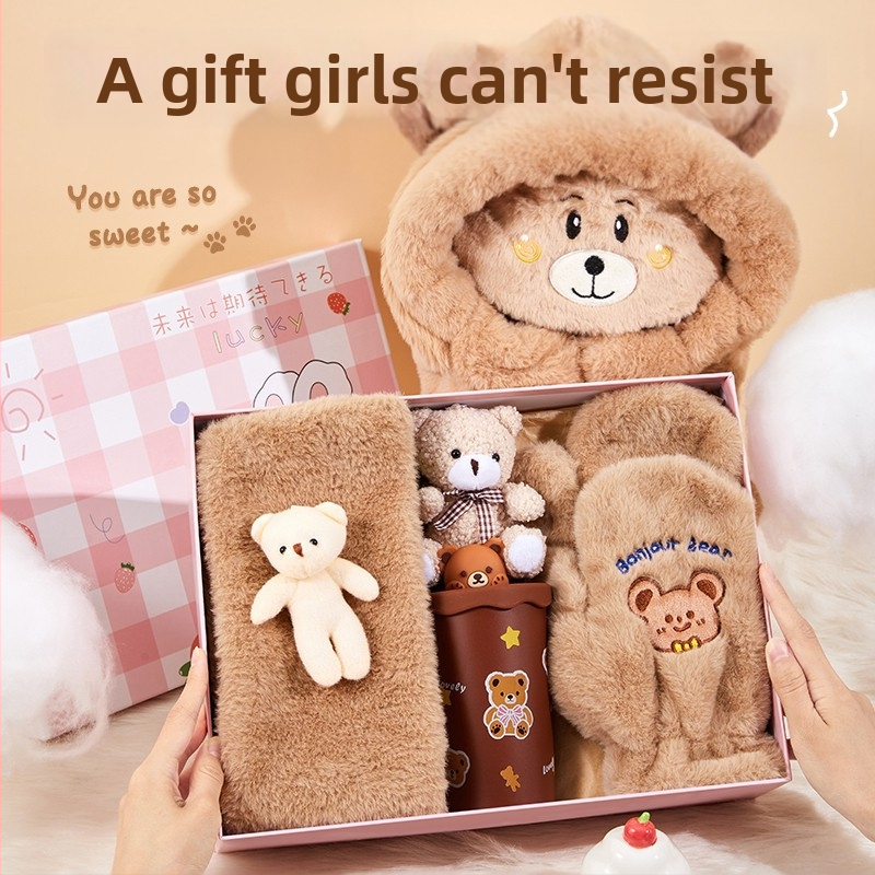 Šál darčekový set v darčekovej krabičke, jeseň-zima, karikatúrny štýl, firemný dar