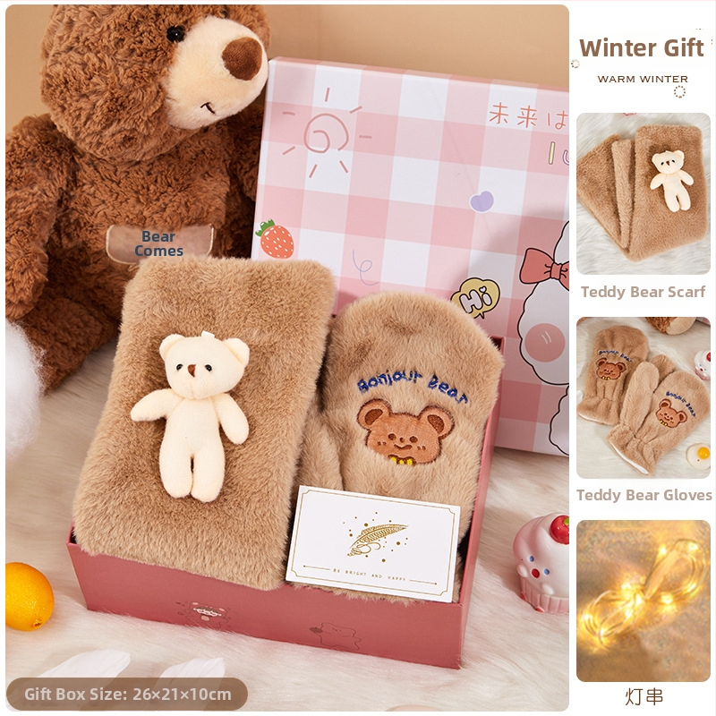 Σετ δώρου κασκόλ σε κουτί δώρου – φθινοπωρινό-χειμερινό, στυλ καρτούν, επιχειρηματικό δώρο