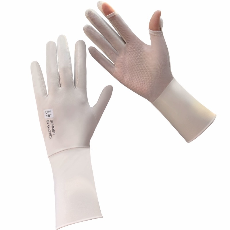 UPF50+ лятни ръкавици от ледена коприна, UV защита, противохлъзгащо покритие, удължен кит, за шофиране и колоездене