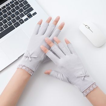 Női félujjú nyári kesztyűk – légáteresztő pamut, UV védelem, csúszásmentes (Félujjú dizájn; Légáteresztő pamut; UV védelem; Csúszásmentes)