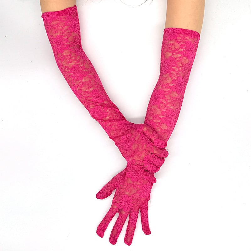 Csipkés női kesztyűk – extra hosszú, UV védelem, teljes ujjak, légáteresztő poliészter