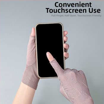 Ženské polovičné prstové rukavice Ice Silk 7038 – rukavice bez prstov na manikúru, zber čaju, cyklistiku a jazdu; priedušné, UV ochrana, protišmyk, ultra ľahké, kompatibilné s dotykovým displejom (12 párov v balení)