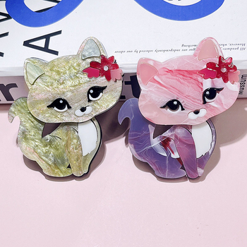 Broșă pisică, acrilic, stil coreean, multifuncțional, tratament prin injecție