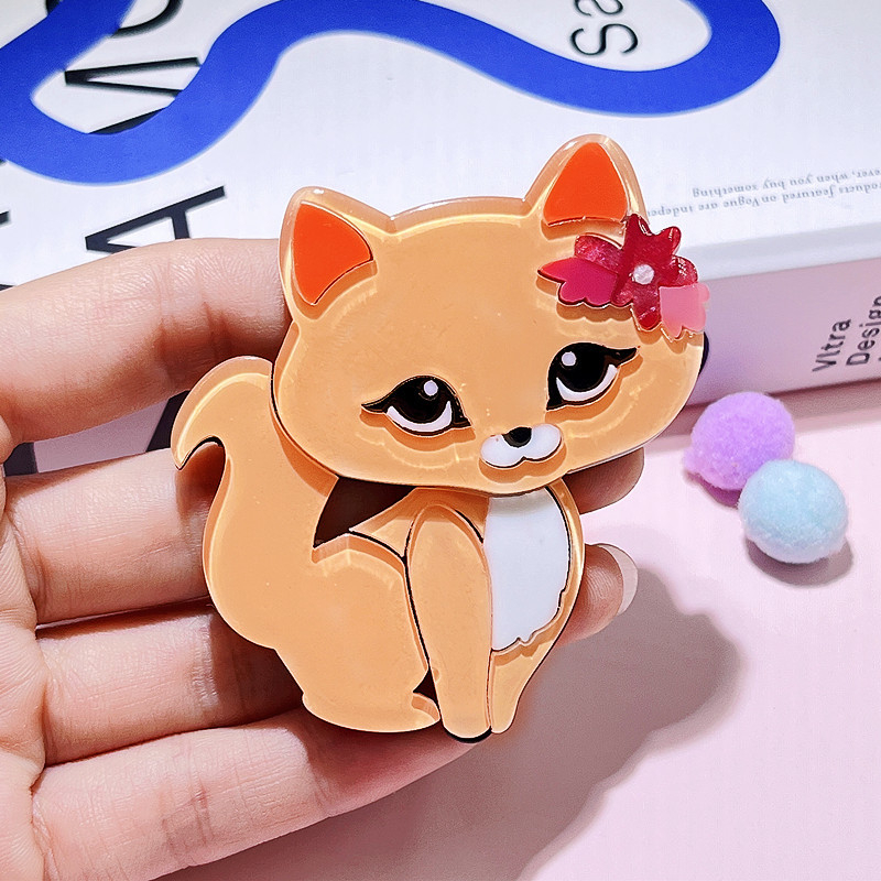Broșă pisică, acrilic, stil coreean, multifuncțional, tratament prin injecție