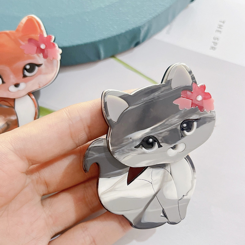 Broșă pisică, acrilic, stil coreean, multifuncțional, tratament prin injecție