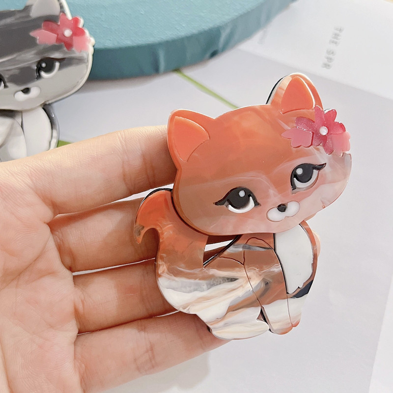 Broșă pisică, acrilic, stil coreean, multifuncțional, tratament prin injecție