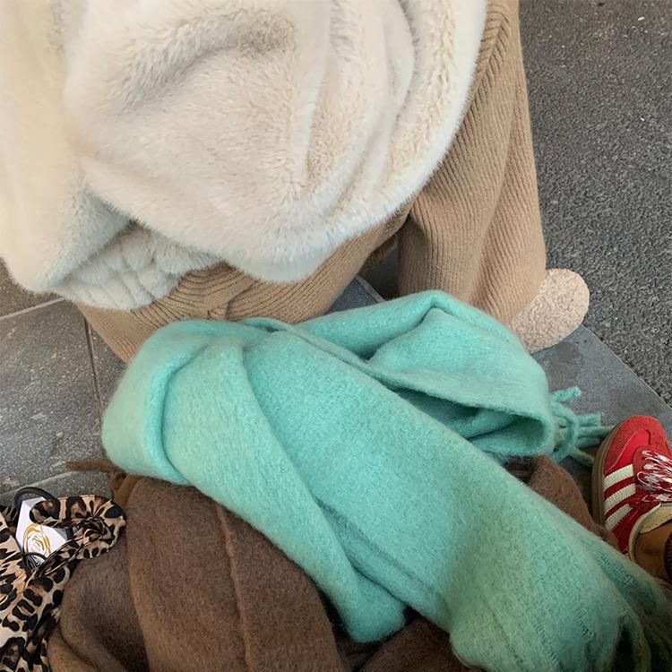 Μακρύ κασκόλ με κρόσια, ζεστό, 100% πολυεστέρας – Χειμώνας