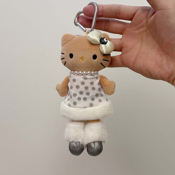 Плюшена котешка кукла – висулка за чанта, дизайн карикатура на котка, пълнеж PP памук, супер мек къс плюш