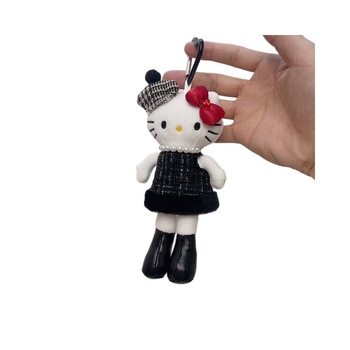 Плюшена котешка кукла – висулка за чанта, дизайн карикатура на котка, пълнеж PP памук, супер мек къс плюш