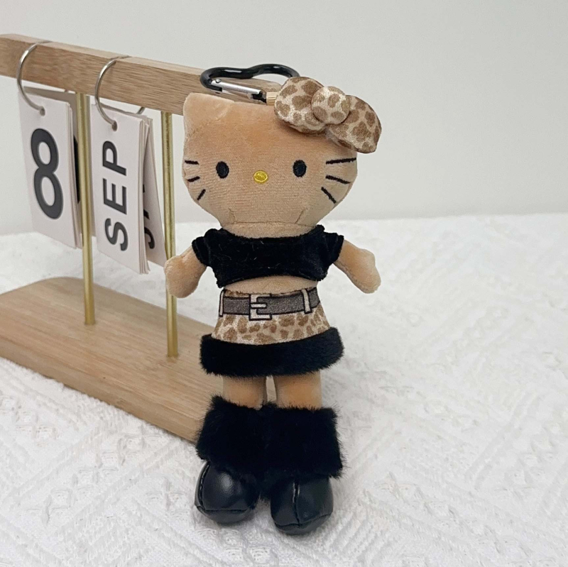 Плюшена котешка кукла – висулка за чанта, дизайн карикатура на котка, пълнеж PP памук, супер мек къс плюш
