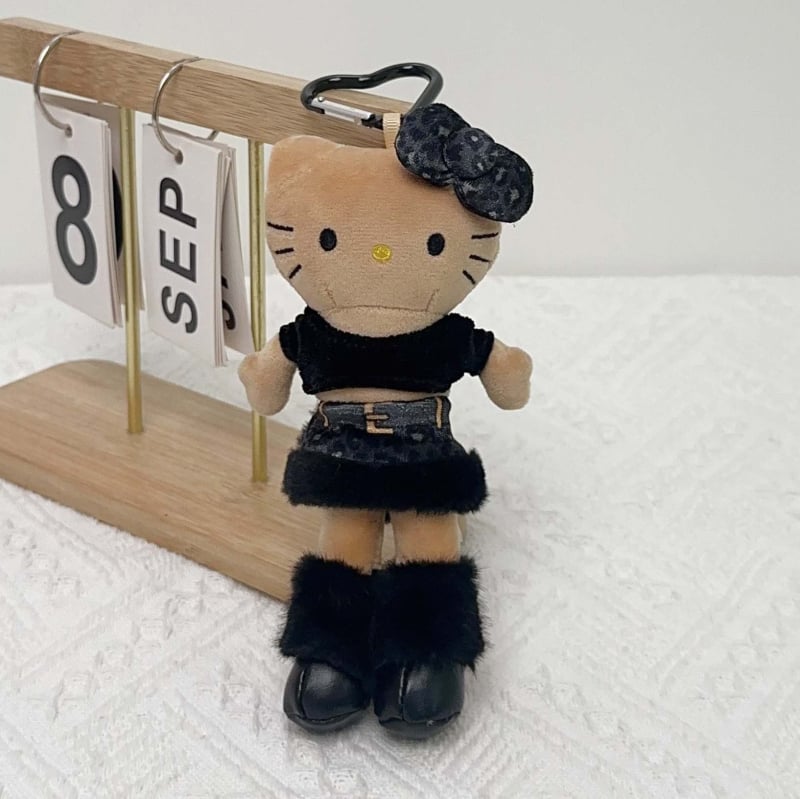 Плюшена котешка кукла – висулка за чанта, дизайн карикатура на котка, пълнеж PP памук, супер мек къс плюш