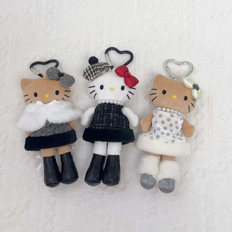 Плюшена котешка кукла – висулка за чанта, дизайн карикатура на котка, пълнеж PP памук, супер мек къс плюш