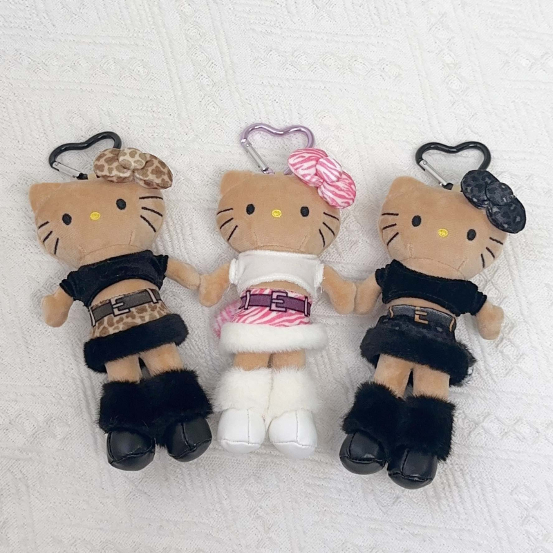 Плюшена котешка кукла – висулка за чанта, дизайн карикатура на котка, пълнеж PP памук, супер мек къс плюш