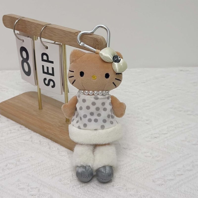 Плюшена котешка кукла – висулка за чанта, дизайн карикатура на котка, пълнеж PP памук, супер мек къс плюш