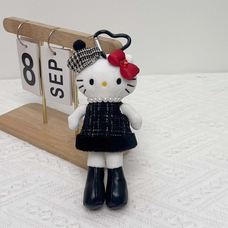 Плюшена котешка кукла – висулка за чанта, дизайн карикатура на котка, пълнеж PP памук, супер мек къс плюш
