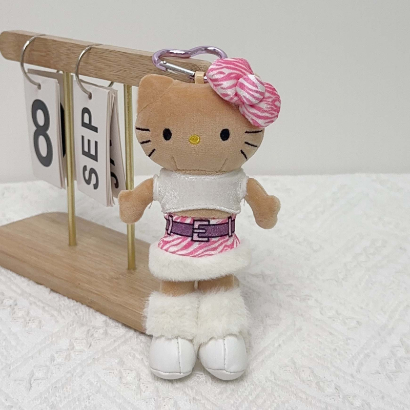 Плюшена котешка кукла – висулка за чанта, дизайн карикатура на котка, пълнеж PP памук, супер мек къс плюш