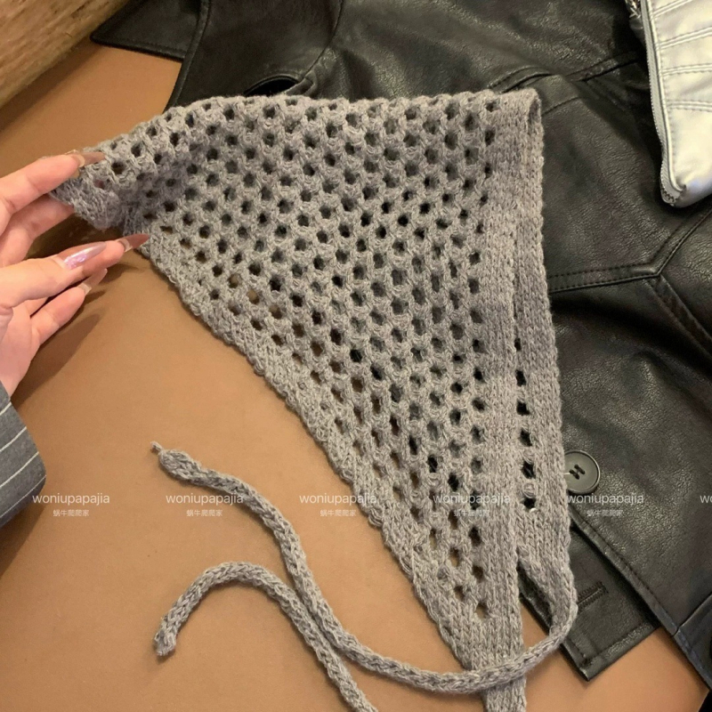 Kaixiu eșarfă triunghiulară tricotată cu decupaj, lână, origine Hangzhou, toamna 2025, protecție solară