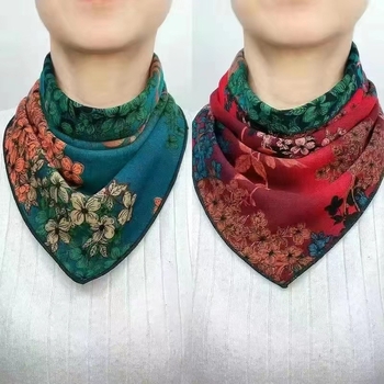 Șal de damă triunghiular, dublu fațat cu motive florale, susținere caldă a gâtului, șal general-purpose, listare iarnă 2023