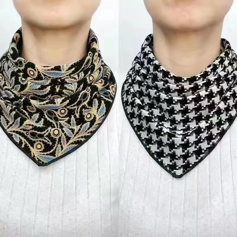 Șal de damă triunghiular, dublu fațat cu motive florale, susținere caldă a gâtului, șal general-purpose, listare iarnă 2023