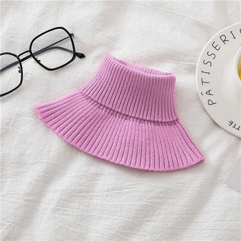 Fular tricotat de iarnă pentru femei, cu guler elastic înalt și guler fals, din fibre de viscose