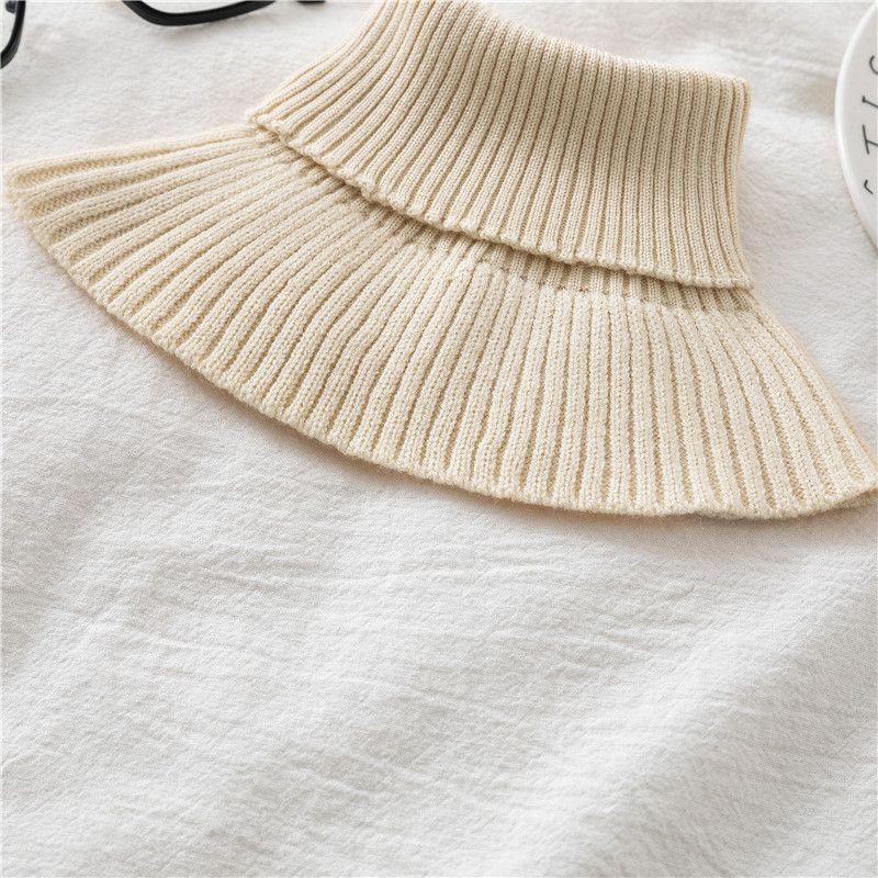 Fular tricotat de iarnă pentru femei, cu guler elastic înalt și guler fals, din fibre de viscose