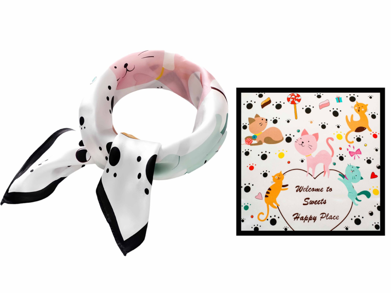 Fular pentru copii din mătase, imprimeu desen animat, 100% mătase, pătrat, pentru toate anotimpurile