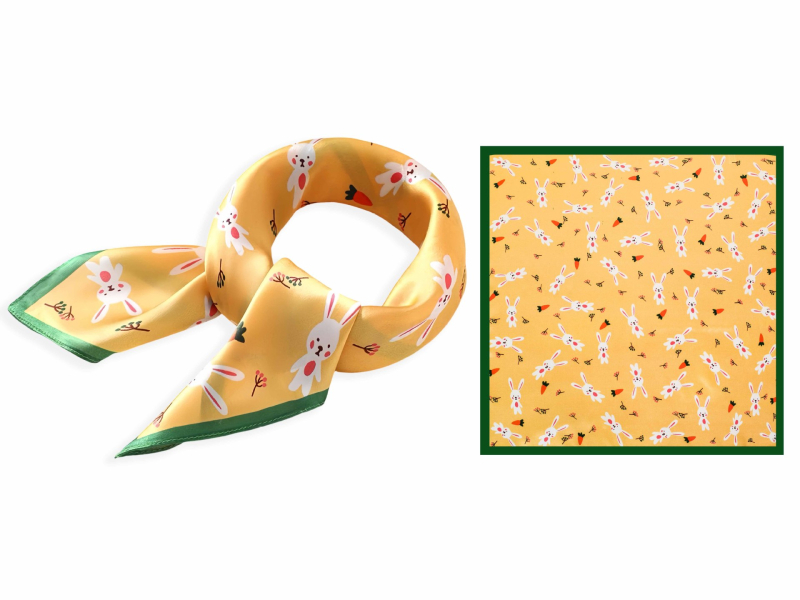 Fular pentru copii din mătase, imprimeu desen animat, 100% mătase, pătrat, pentru toate anotimpurile