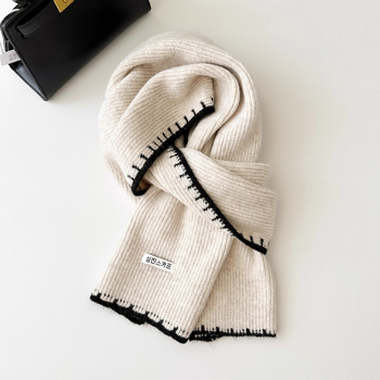 Haolu ženski vuneni šal – korejskog stila, pleteni rub s obrubom, zima 2025