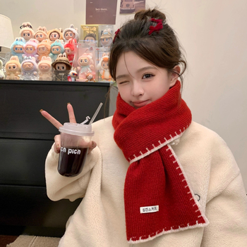 Haolu ženski vuneni šal – korejskog stila, pleteni rub s obrubom, zima 2025