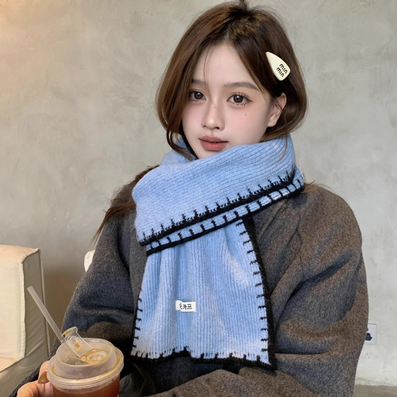 Haolu ženski vuneni šal – korejskog stila, pleteni rub s obrubom, zima 2025