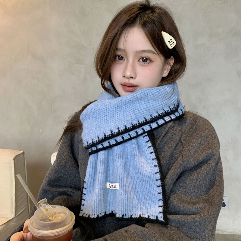 Haolu ženski vuneni šal – korejskog stila, pleteni rub s obrubom, zima 2025