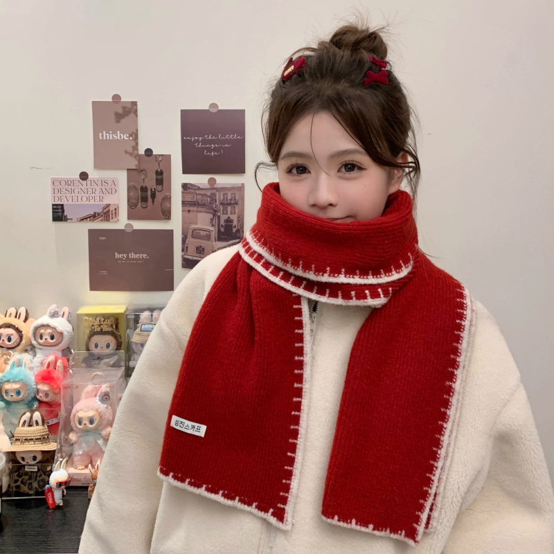 Haolu ženski vuneni šal – korejskog stila, pleteni rub s obrubom, zima 2025