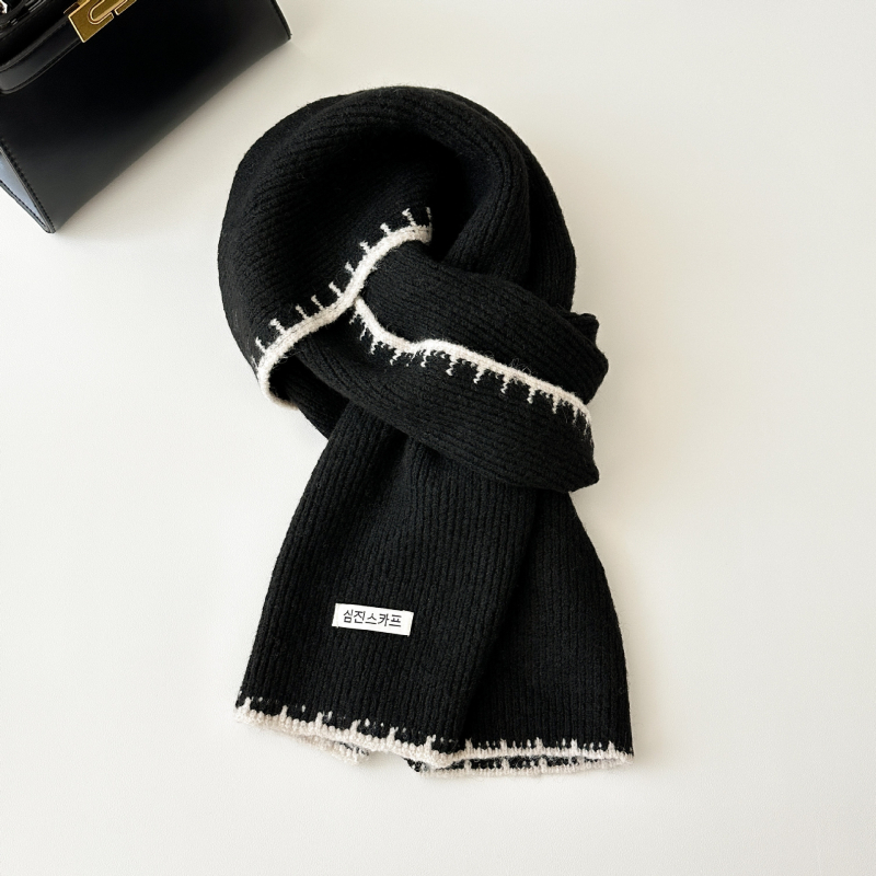 Haolu ženski vuneni šal – korejskog stila, pleteni rub s obrubom, zima 2025