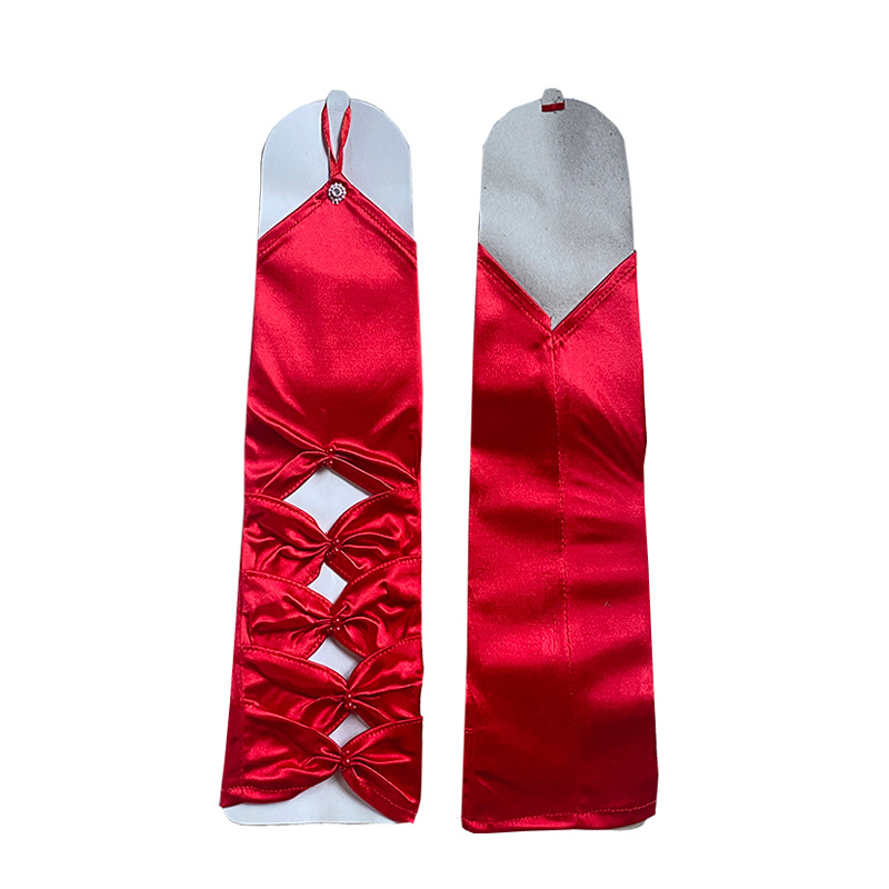 Līgavas cimdi kleitai - izgriezti paneļi, bez pirkstiem, elastīgi, vidēja garuma, pērļu izšuvums