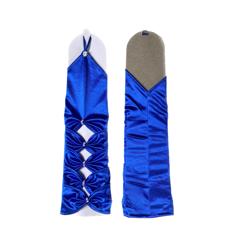 Līgavas cimdi kleitai - izgriezti paneļi, bez pirkstiem, elastīgi, vidēja garuma, pērļu izšuvums