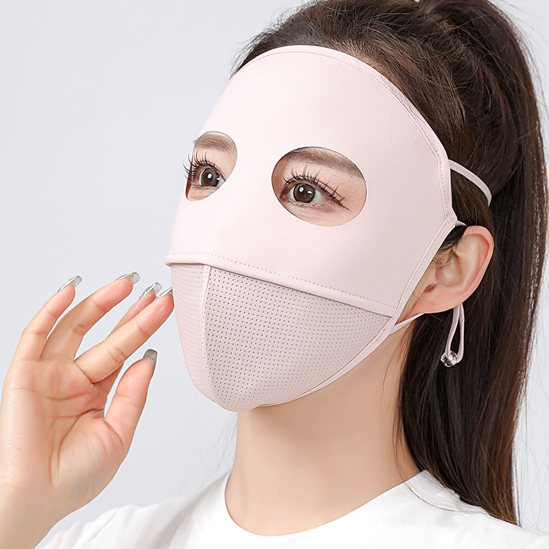Полузакрита маска за лице с UV защита за лято, Ice Silk плат, нейлон + спандекс, за шофиране (възрастни)